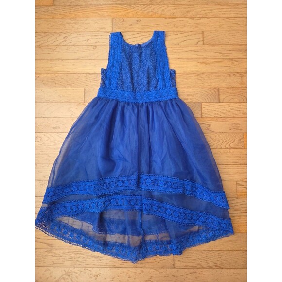 Trish Scully Child Delphine Dress Party Formal Gown Girls Sz 7 Royal Blue Hi-Lo - Picture 1 of 8